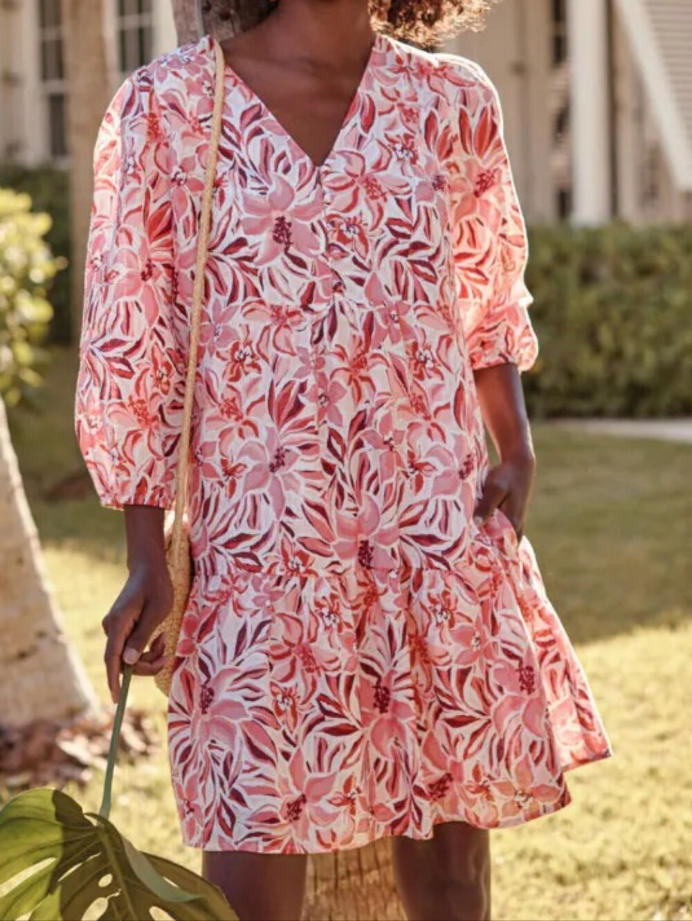 Garnet Hill Merilyn Linen Dress Floral  Women's Dress Size: 6